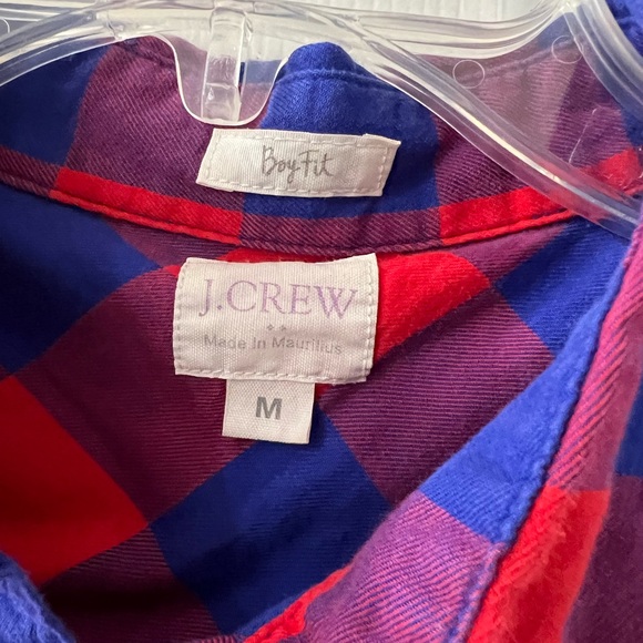 J. Crew Red Blue Buffalo Plaid Flannel Button Down Shirt Size Medium - Picture 4 of 4